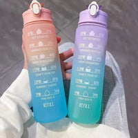 900ml Sports Water Bottle with Time-Tracking Straw | Leak Proof and Locking Flip Cover