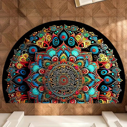 VIKAMA Flower Floor Mats Half Circle Printed Floor Mats Entryway Floor Mats Bathroom Door Mats Dirty Resistant Floor Mats