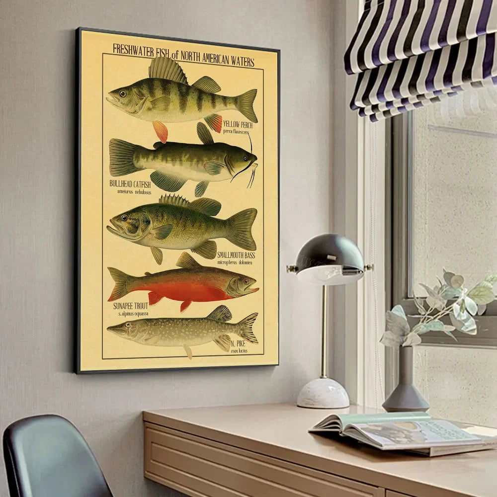 ACE Fishing Fish Sea Poster Mural Affiches et Posters Maison Salon Chambre Décoration Art Bar Café Tableau sans Cadre Affiche