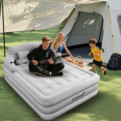 Air Mattress with Headboard Inflatable Bed Portable for Home Camping RV Travel