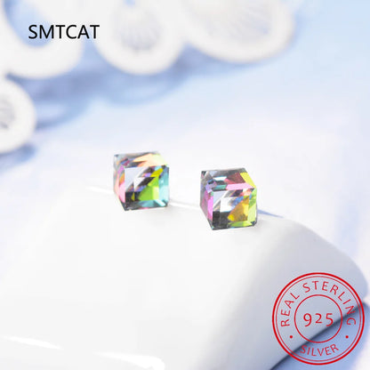 1.2ct Natural Sky Blue Topaz Stud Earrings | 925 Sterling Silver Geometric Jewelry