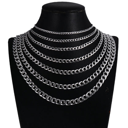 Stainless Steel Curb Cuban Link Chain Necklace | Unisex Punk Choker Jewelry