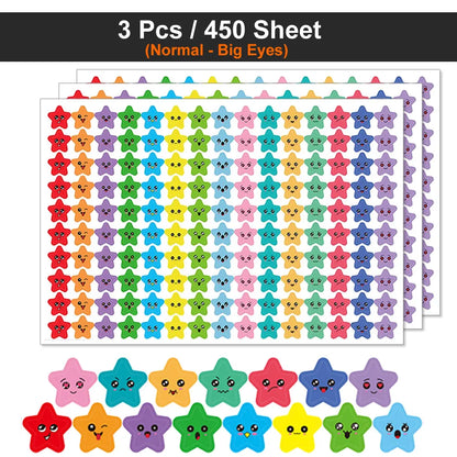 Happy Face Stars Reward Sticker Pack | 450-3000 Sheets for DIY Decor