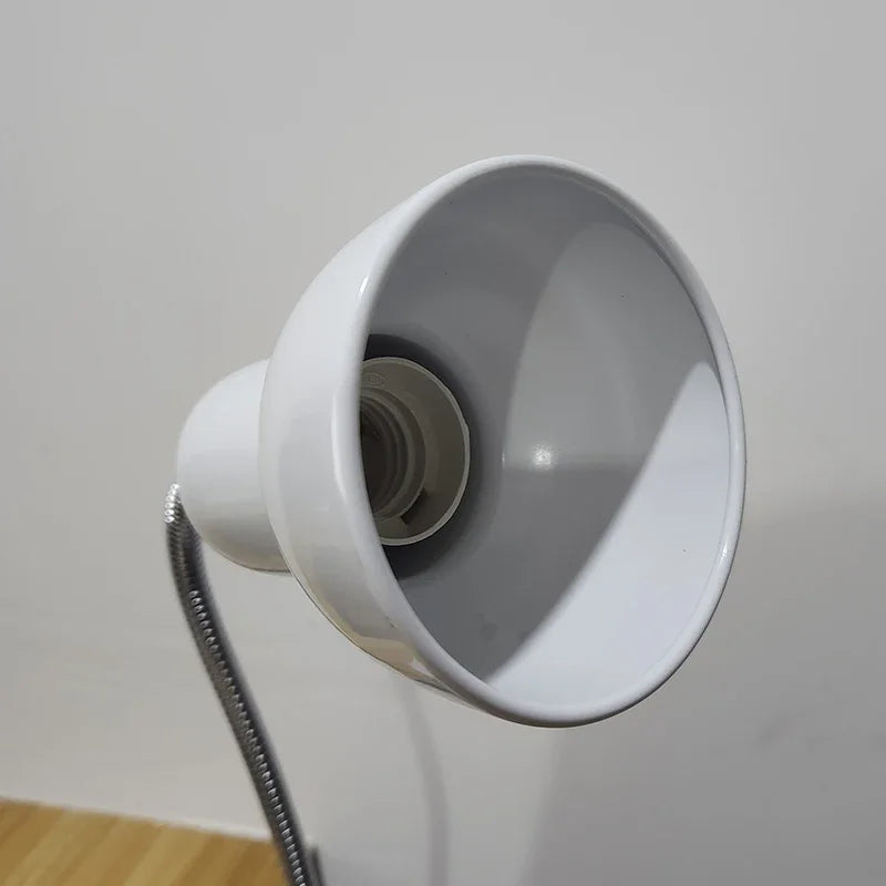 E27 Clip Desk Lamp Adjustable Gooseneck Clamp Light for Bedside Bookshelf