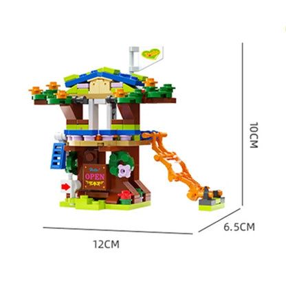 6in1 Tree House Building Blocks Set | Girls Castle Room with Climb Slide