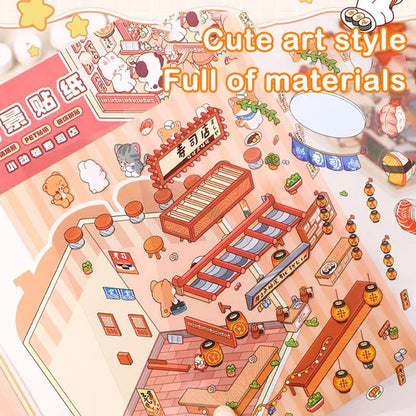 Cute 3D Stereoscopic Landscape Stickers | Mini Scene Sticker Set