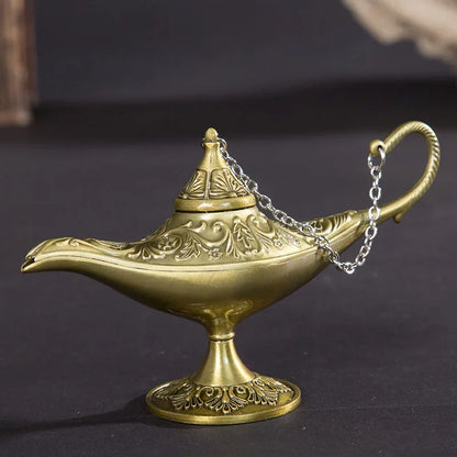 12cm(4.7")Classic Rare Hollow Legend Aladdin Magic Genie Lamps Incense Burners Retro Wishing Oil Lamp Home Decor Gift