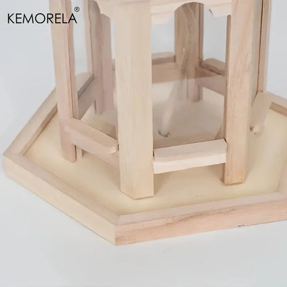 KEMORELA Comedero de pájaros de madera, 1 unidad, decorativo para exteriores, tejido, para colgar, casa de pájaros, jaula, sistema de alimentación de agua