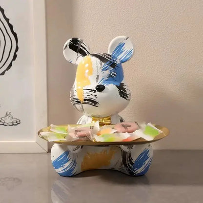 2025 Nouvelle Figurine Ours Graffiti Décoration Maison Statue Animal Étagère Rangement Clés Sculpture Moderne Décoration Table Statues Cadeau