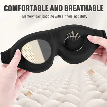 3D Contoured Sleep Mask | Memory Foam Blackout Eye Shade for Deep Rest