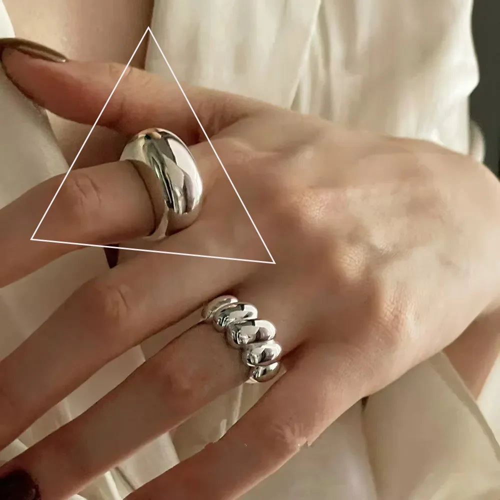 VENTFILLE 925 Sterling Silver Irregular Ring | Geometric Minimalist Jewelry for Women