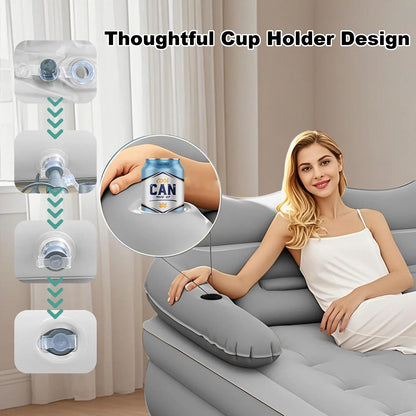 Air Mattress with Headboard Inflatable Bed Portable for Home Camping RV Travel