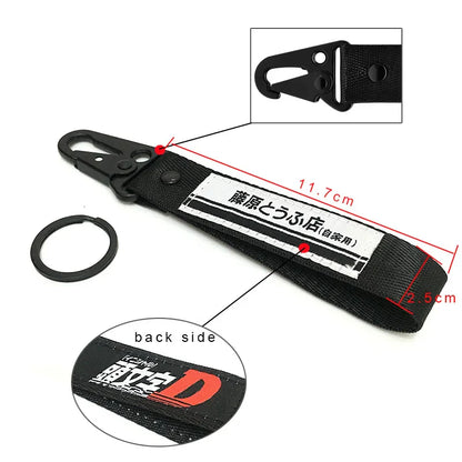 Nylon Key Strap Embroidery Lanyard | JDM Racing Car Keychain