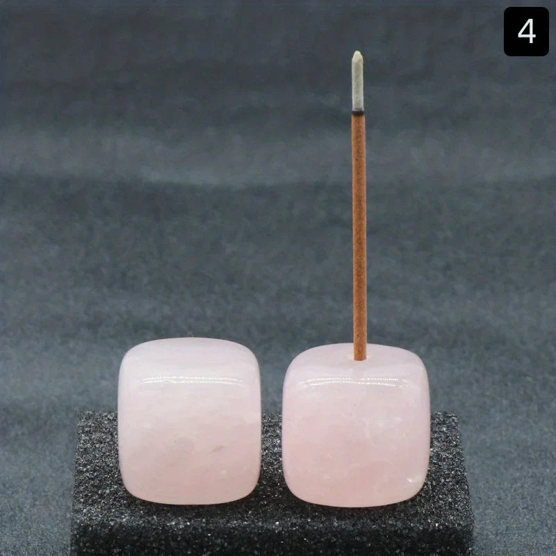 Natural Agate Stone Incense Holder | Square Wire Stick Incense Burner with Unique Pattern