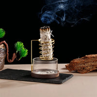 Metal Sage Holder Burner Palo Santo Holder with Glass Ash Catcher Tray Incense Holder for Meditation Yoga Spa