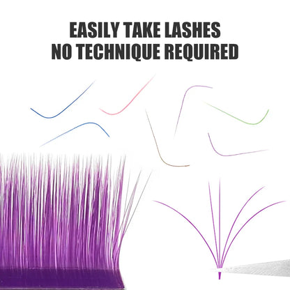 NATUHANA L/LU Curl Auto Fan Colored Lashes | Easy Fan Color Eyelash Extension