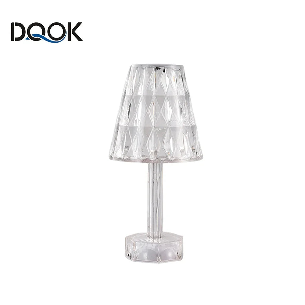 Diamond Crystal Projection Night Light USB Touch Control Bedside Desk Lamp Decor