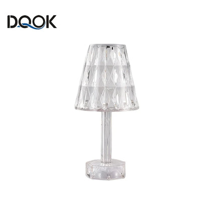 Diamond Crystal Projection Night Light USB Touch Control Bedside Desk Lamp Decor