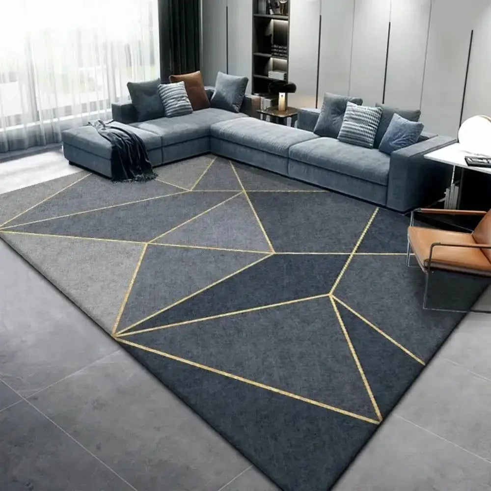 Tapis Moderne Géométrique Abstrait en Cristal pour Salon, Chambre à Coucher, Décoration de Sol, Tapis Antidérapant Lavable