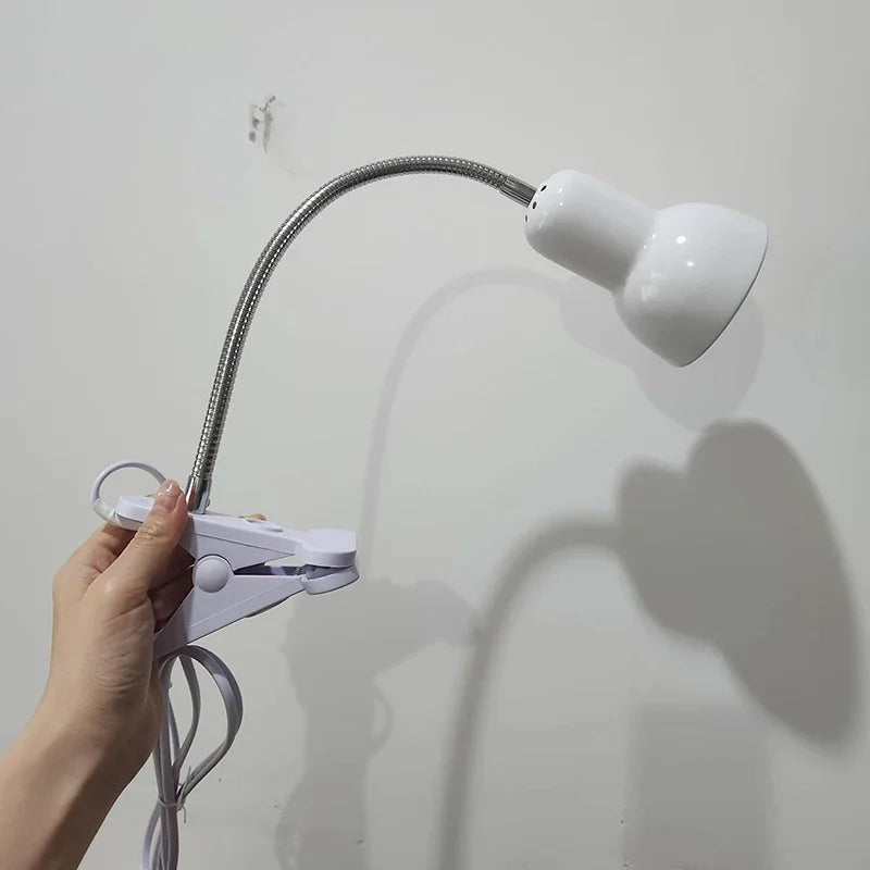 E27 Clip Desk Lamp Adjustable Gooseneck Clamp Light for Bedside Bookshelf