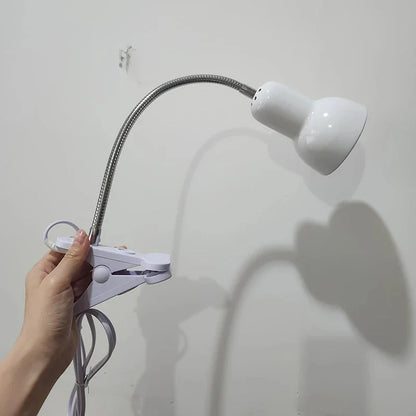 E27 Clip Desk Lamp Adjustable Gooseneck Clamp Light for Bedside Bookshelf