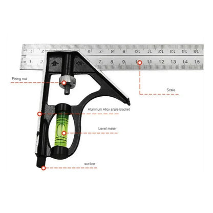 300mm Stainless Steel Combination Square | Multi-Angle Woodworking Ruler