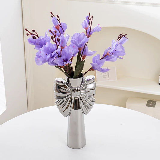 Jarrón de cerámica de 28 cm con diseño de lazo moderno y minimalista, perfecto para la decoración de oficinas y salas de estar, ideal para plantas hidropónicas y decoración del hogar.