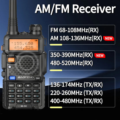 8W Multi Band Walkie Talkie Long Range Two Way Radio USB C Handheld