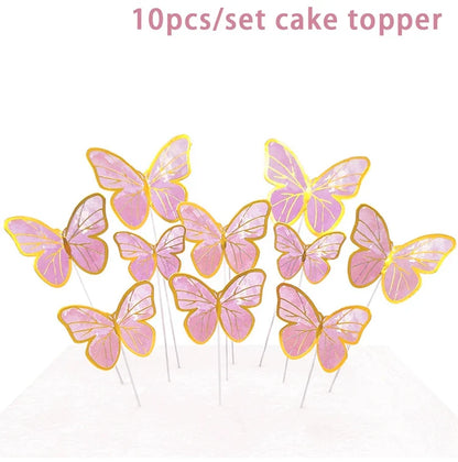 Vaisselle jetable Papillon Violet Serviette Papillon Décoration de Fête d'Anniversaire Fille Baby Shower Baptême Révélation de Genre Fournitures