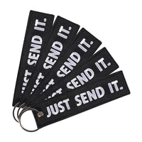 JUST SEND IT Keychains | 5-Pack Luggage Tag and Key Ring Set