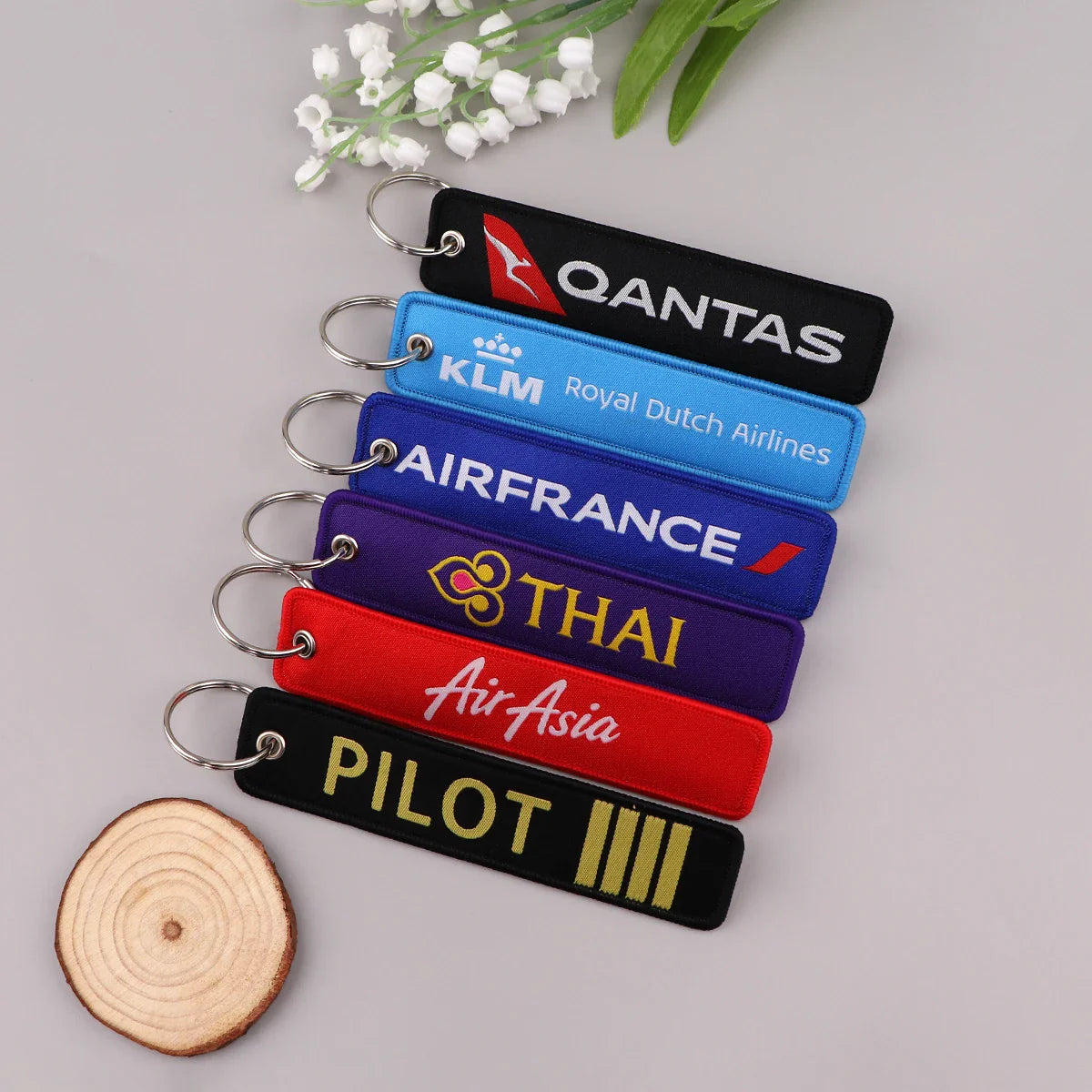 Aviation Sign Embroidery Key Fob | Motorcycle Keychain and Gift Accessory