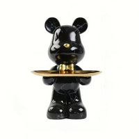 26cm Graffiti Abstract Resin Standing Bear Storage Statue Cute Animal Organizer Desk Decor Holder Gift for Home Office Ornament