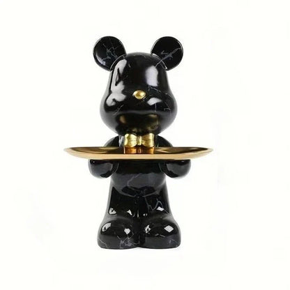 26cm Graffiti Abstract Resin Standing Bear Storage Statue Cute Animal Organizer Desk Decor Holder Gift for Home Office Ornament