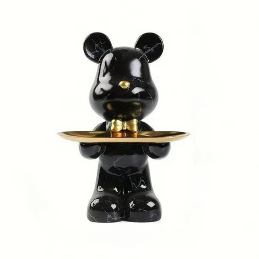 26cm Graffiti Abstract Resin Standing Bear Storage Statue Cute Animal Organizer Desk Decor Holder Gift for Home Office Ornament
