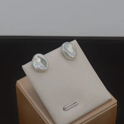 Dainashi 7-8mm Baroque Freshwater Pearl Earrings | S925 Sterling Silver Keshi Pearl Stud Earrings for Women
