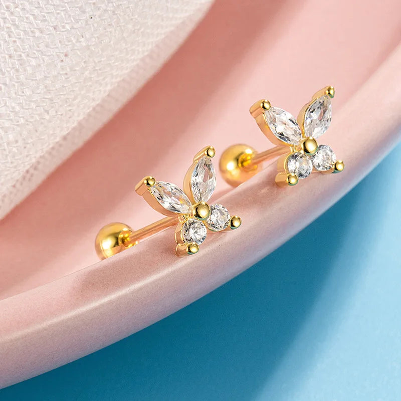 Heart Stud Earrings for Women | Hypoallergenic Screw Back Piercing Jewelry