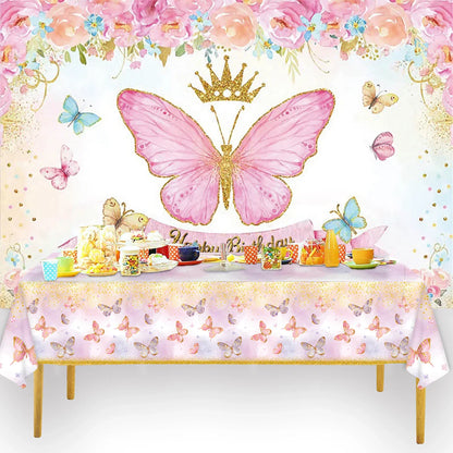 Vaisselle jetable Papillon Violet Serviette Papillon Décoration de Fête d'Anniversaire Fille Baby Shower Baptême Révélation de Genre Fournitures