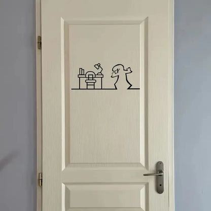 La Linea Minimalist Line Art Sticker Set | Cartoon Character Door Sign for Home Decor