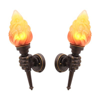 Pack of 2 Rustic Outdoor Wall Lights LED Flame Torch Lamps E27 Garden Lighting