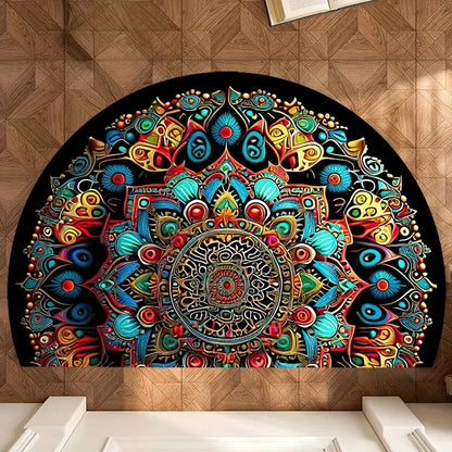 VIKAMA Bohemian Semi-Circular Carpet, Indoor And Outdoor Entrance Mat, Bathroom Door Mat, Soft And Anti-Slip Home Decoration.
