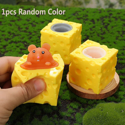 Funny Pop-Up Slow Rebound Squishy Cheese Mouse Cup | Stress Relief Desk Toy