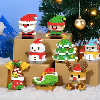 Christmas Micro Building Block Set | Santa and Reindeer Puzzle Toy