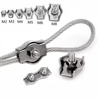 Waterproof Stainless Steel Wire Rope Clips | Single and Double Grips for M2-M6 Cable