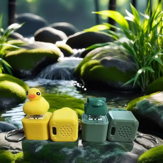 Frog Croaking Clicker Keychain | Rechargeable Fidget Toy with LED Lights