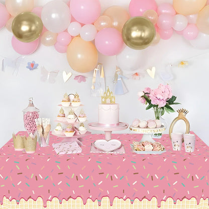 Nappe jetable beignet rose Housse de table beignet Filles 1er anniversaire Décoration Fête d'anniversaire enfants Fournitures de mariage Baby Shower