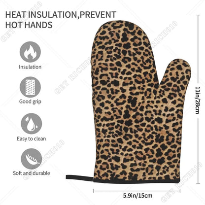 Animal Print Oven Gloves | Set of 2 Heat Resistant BBQ and Baking Gloves