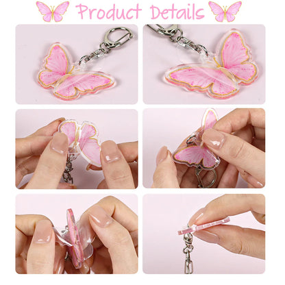 6pcs Butterfly Keychain Backpack Decoration 1st First Birthday Party Decorations Kids Girl Butterfly Decoration Baby Shower
