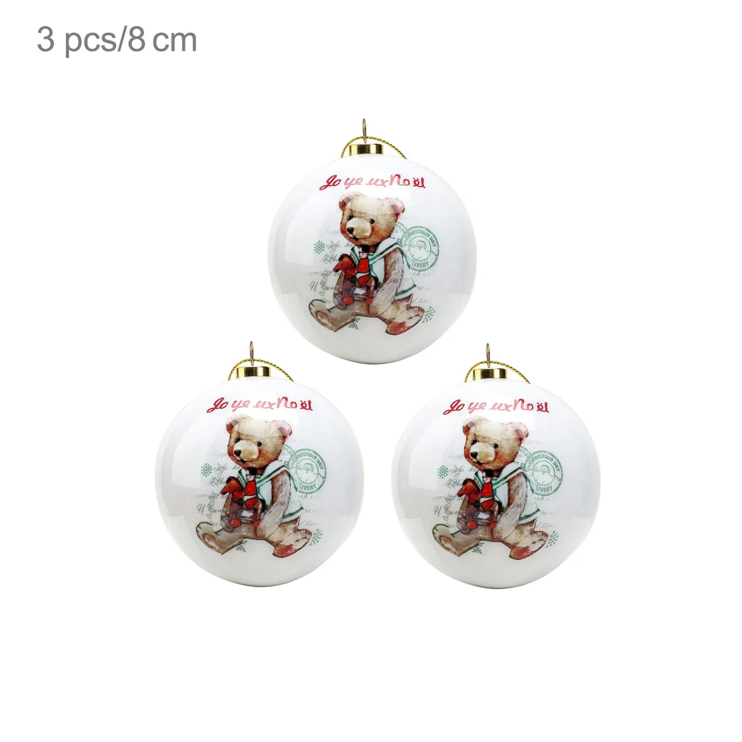 3 boules de Noël 8cm Cadeaux Originaux Décoration de Noël 2024 Décorations de Sapin de Noël Cadeau Pendentifs Boules