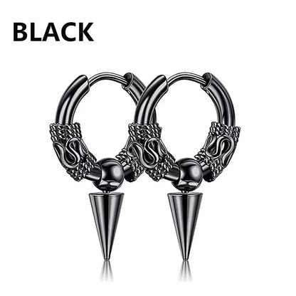 Punk Stainless Steel Stud Earrings Set | Unisex Hip Hop Piercing Jewelry