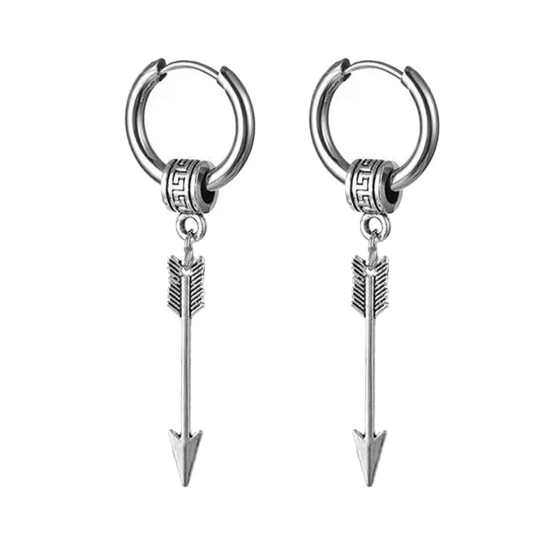 2pc Punk Stainless Steel Arrow Stud Earrings | Unisex Gothic Jewelry